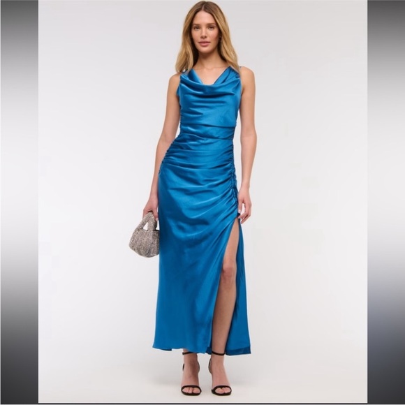 Abercrombie & Fitch Size XS Blue Cowl Neck Draped Mini Dress New With Tags. - Picture 15 of 15